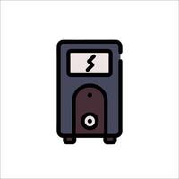 A black and white image of a computer with a lightning bolt vector