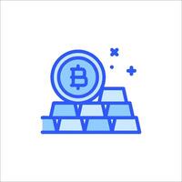 Bitcoin icon with a pile of coins vector