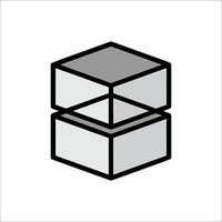 A black and white image of a cube vector