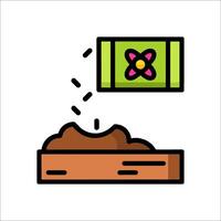 A shovel and a flower on a wooden box vector
