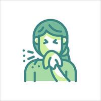 A woman with a cough and a green background vector