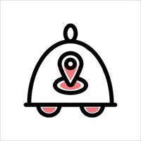 A restaurant bell icon with a pin on it vector