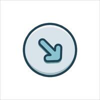 A blue arrow pointing down in a circle vector