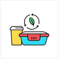 Lunchbox with a cup and a plant icon vector