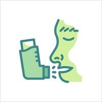 A person with an inhaler in their mouth vector