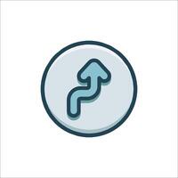 A flat icon of a curved arrow going up vector