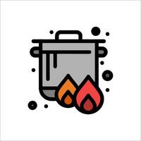 A pot with flames and a pan on top vector