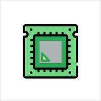 A green processor chip icon on a white background vector