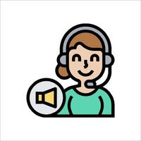 Call center agent with headset and microphone icon vector