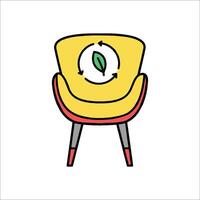 A chair with a leaf on it and a recycling symbol vector