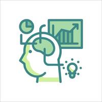 A person with a brain icon and a light bulb vector