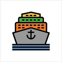 A ship with a green, orange and yellow flag vector