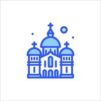 A church icon with a blue background vector