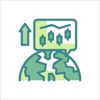 A globe with a graph and arrow pointing up vector