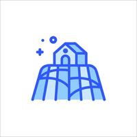 A house with a roof and a sign that says home vector