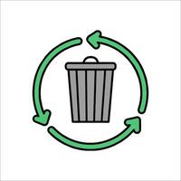 A trash can with arrows and arrows around it vector