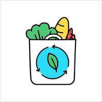 A grocery bag with vegetables and a green leaf vector