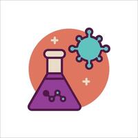 A chemical flask with a virus on it vector