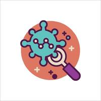 A magnifying glass and a virus icon vector