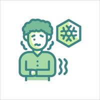 A man with a cold is standing in front of a hexagon vector