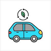 A car with a green leaf on top and a green arrow vector