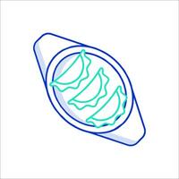 A blue line drawing of a bowl with food vector