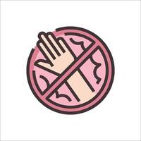 No hand sign with a hand in the middle of it vector