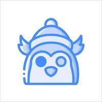 A penguin wearing a hat and a blue background vector