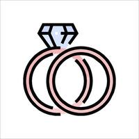 Two wedding rings with a diamond on each one vector