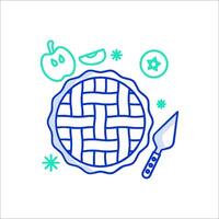 A pie with a knife and apple on it vector