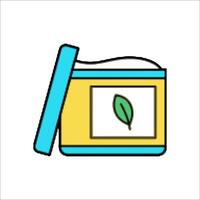 A container with a leaf on it vector