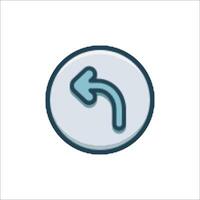 A round button with an arrow pointing to the left vector