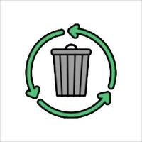 A trash can with arrows around it vector