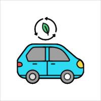 A car with a leaf on top and a green arrow vector