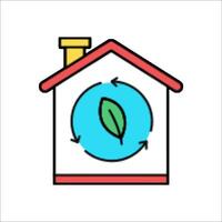 House with green leaf and a green arrow icon vector