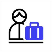 A person with a suitcase icon on a white background vector