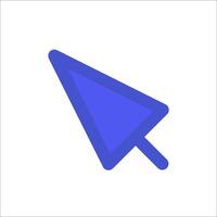 A blue mouse cursor pointing to a white background vector