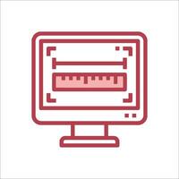A computer monitor with a ruler on it vector
