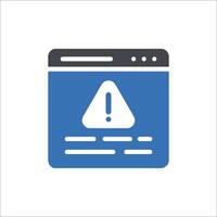 A warning icon on a computer screen vector