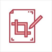 A red line icon of a pencil and paper vector