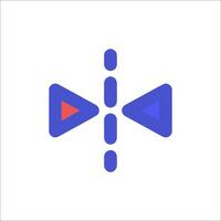 A blue and red triangle with a red arrow vector