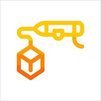 A yellow and orange logo with a pencil and a box vector