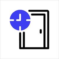 A clock icon in front of a door vector