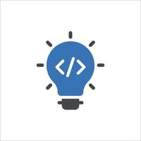 A light bulb with code written on it vector