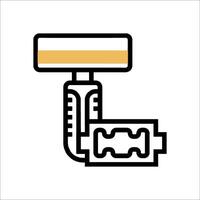 A razor blade is shown in a line icon vector