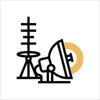 A black and white illustration of a radio tower vector