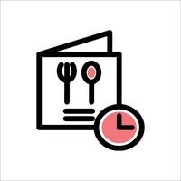 A menu with fork and spoon and a clock vector