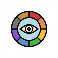 An eye in a circle with a rainbow colored circle vector
