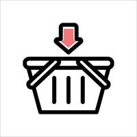 A basket with an arrow pointing down inside vector
