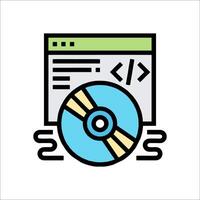 A computer with a disc and a computer icon vector